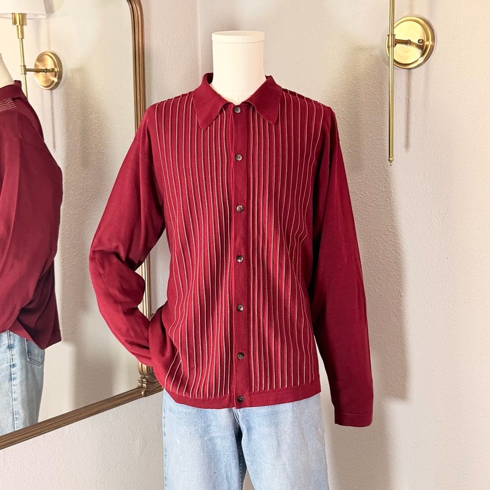 90s Minimalist Bachrach Silk Blend Polo Shirt Corporate Grunge Earthy Aesthetic